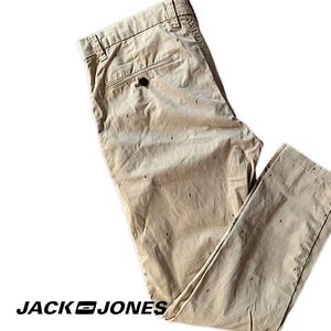 Jack and Jones Marco Slim Fit Chinos Trousers - US32 Tan w/Lightning Design